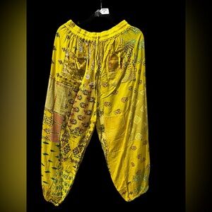 Yellow #4 NWT 100% rayon patchwork jogger pants
